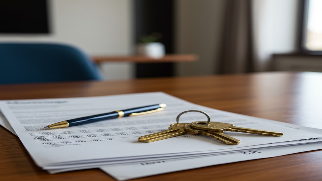 Mortgage documents and house keys on a desk, symbolizing homeownership and financial decisions.